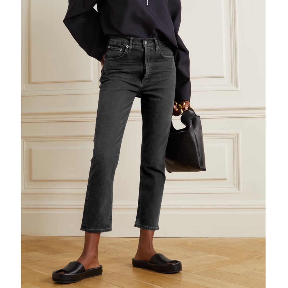 Agolde - Riley cropped high-rise straight-leg jean